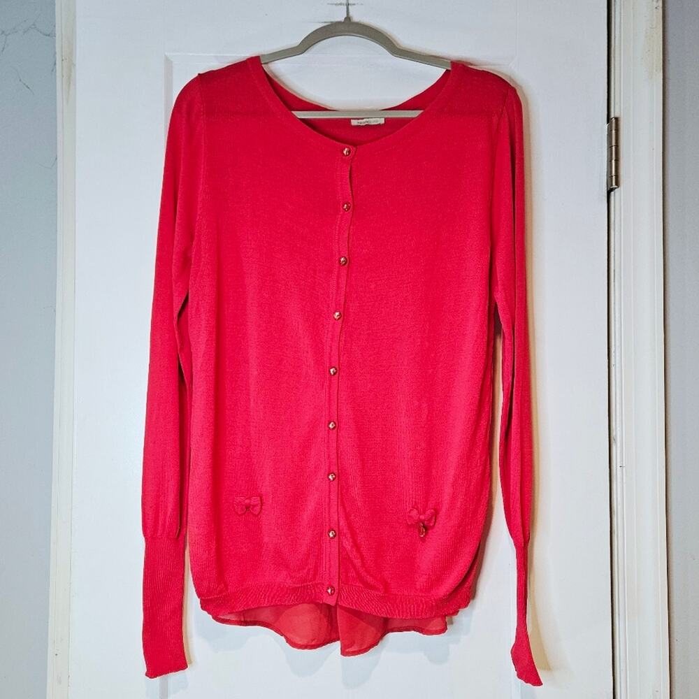 Fracomina Jeans Bow Accent Cardigan Sweater